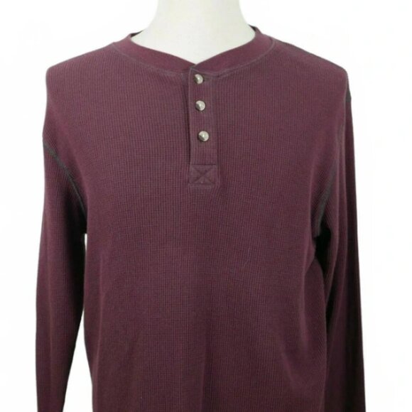 Wrangler Mens Polyester Blend LS Solid Maroon Henley Thermal Sweater Large - Picture 1 of 2